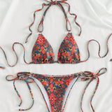 Swim Banador bikini con estampado triangulo con cordon lateral