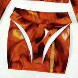 Swim Event de tie dye Banador bikini triangulo halter con cover up Set
