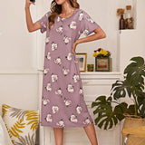 Vestido de dormir con estampado floral de cuello scoop