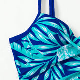 Swim Banador una pieza push up al azar con estampado tropical fruncido