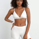 Leisure Juego De Bralette Y Pantalones Cortos Y Scrunchie Suave Y Transpirable En Forma De Triangulo-blanco