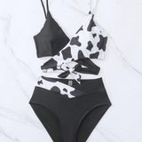 Swim Banador bikini cruzado con estampado de vaca