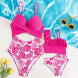 Swim Banador una pieza push up con estampado tropical con abertura