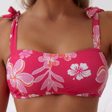 Swim Banador bikini con estampado floral de hombros con cordon