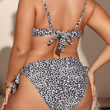 Swim Curve Banador bikini con estampado de leopardo con cordon lateral