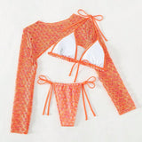Swim SXY Banador bikini triangulo halter con escama de pescado con cover up