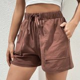 EZwear Shorts de cintura con cordon con bolsillo oblicuo