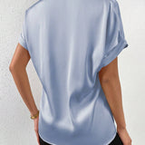 Blusa unicolor de manga murcielago de Satin