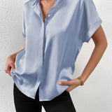 Blusa unicolor de manga murcielago de Satin