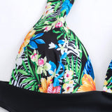 Swim Banador una pieza con estampado tropical de cintura con abertura halter