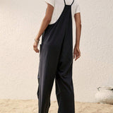 LUNE Spring Black Pocket Decor Women's Sleeveless Jumpsuit