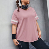Daily&Casual Camiseta deportiva con estampado de rayas de hombros caidos