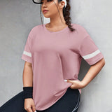 Daily&Casual Camiseta deportiva con estampado de rayas de hombros caidos