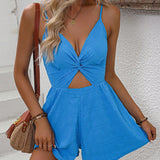 VCAY Twist Front Cut Out Cami Romper
