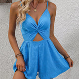 VCAY Twist Front Cut Out Cami Romper