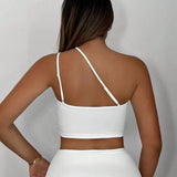 SXY Mujeres Vestido Superior Blanco Top Blanco Atuendo Blanco Crop Top Top Asimetrico Tubo Superior