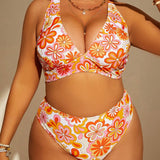 Swim Curve Banador bikini con estampado floral de talle alto