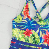 Swim Banador una pieza con estampado tropical de malla en contraste