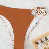 Swim Banador bikini de leopardo vinculado con aro