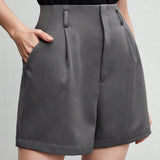 BIZwear Shorts con diseno de fruncido con bolsillo oblicuo sin cinturon ropa de trabajo