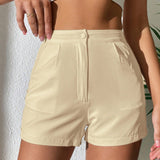 PETITE Shorts de talle alto con fruncido con bolsillo oblicuo