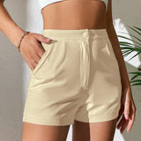 PETITE Shorts de talle alto con fruncido con bolsillo oblicuo