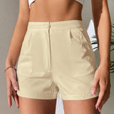 PETITE Shorts de talle alto con fruncido con bolsillo oblicuo