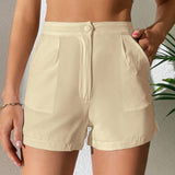 PETITE Shorts de talle alto con fruncido con bolsillo oblicuo