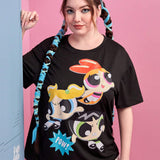 The Powerpuff Girls |  Camiseta de hombros caidos con estampado de dibujos animados