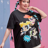 The Powerpuff Girls |  Camiseta de hombros caidos con estampado de dibujos animados