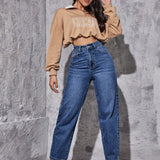 EZwear Jeans de ajuste mom de talle alto