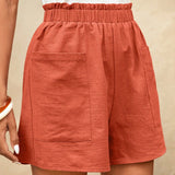 LUNE Shorts de cintura con volante con parche de bolsillo