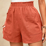 LUNE Shorts de cintura con volante con parche de bolsillo