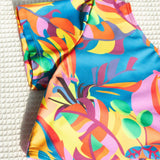 Swim Bañador bikini con estampado tropical con cordón lateral de cuello cisne