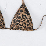 Swim Top bikini triangulo con estampado de leopardo halter