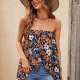 VCAY Top Brasier sin tirantes con estampado floral bajo irregular