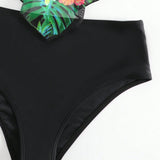 Swim Lushore Banador bikini halter con estampado tropical bajo hanky