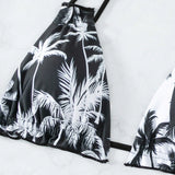 Swim Vcay Top bikini triangulo con estampado de arbol de coco halter
