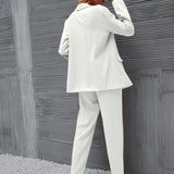 Frenchy Juego de traje basico blanco informal y elegante con doble botonadura para trabajo y paseo