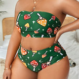 ThisUniqueVibe Traje de bano de bikini tipo bando con estampado de setas en talla grande adecuado para vacaciones de verano en la playa