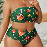 ThisUniqueVibe Traje de bano de bikini tipo bando con estampado de setas en talla grande adecuado para vacaciones de verano en la playa