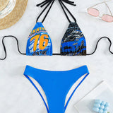 Swim Banador bikini triangulo halter con estampado de letra