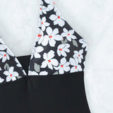 Swim Lushore Banador bikini halter con estampado floral con falda de playa