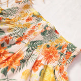 WYWH Shorts con estampado tropical de cintura fruncido