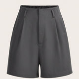 BIZwear Shorts con diseno de fruncido con bolsillo oblicuo sin cinturon ropa de trabajo