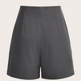 BIZwear Shorts con diseno de fruncido con bolsillo oblicuo sin cinturon ropa de trabajo