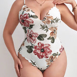 Body de tirantes con estampado floral ribete en abanico