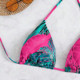 Swim Top bikini triangulo con estampado tropical halter
