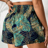 VCAY Shorts con estampado tropical de cintura elastica