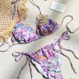 Banador bikini con estampado de paisley triangulo con cordon lateral